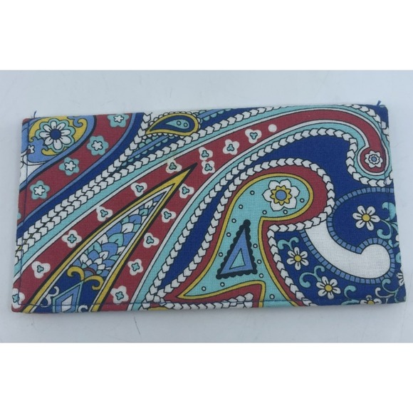 Vera Bradley Marina Paisley Euro Checkbook Cover Red Blue Yellow Retired Pattern - Picture 2 of 8